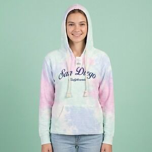Basix of America San Diego Tie Dye Hoodie Womens S Pastel Cotton NWT